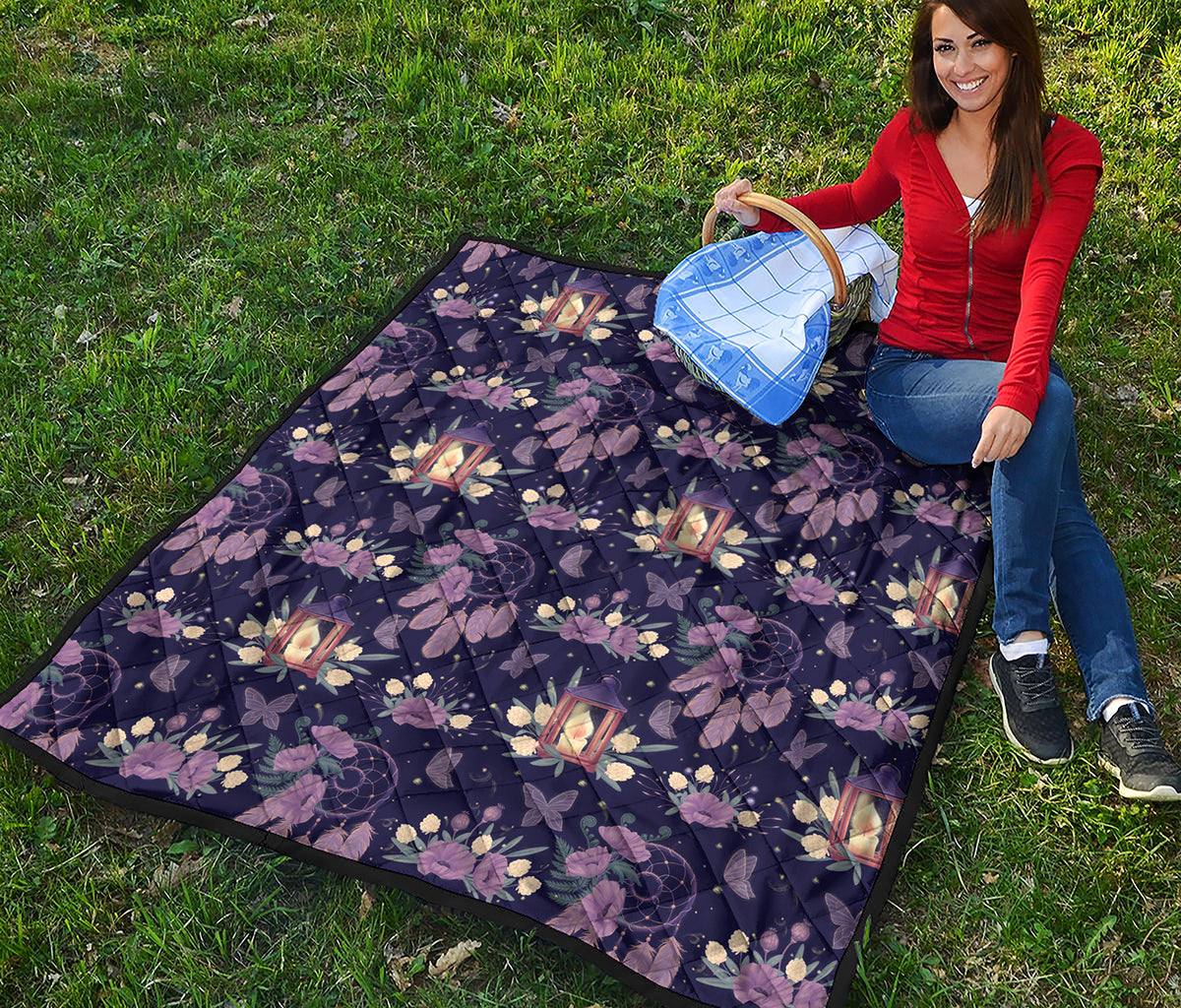 Purple Indian Dream Catcher Print Quilt