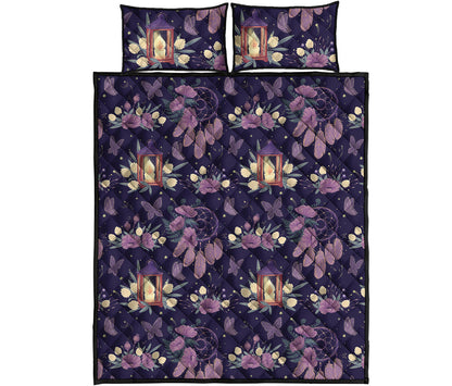 Purple Indian Dream Catcher Print Quilt Bed Set