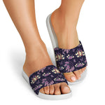 Purple Indian Dream Catcher Print White Slide Sandals