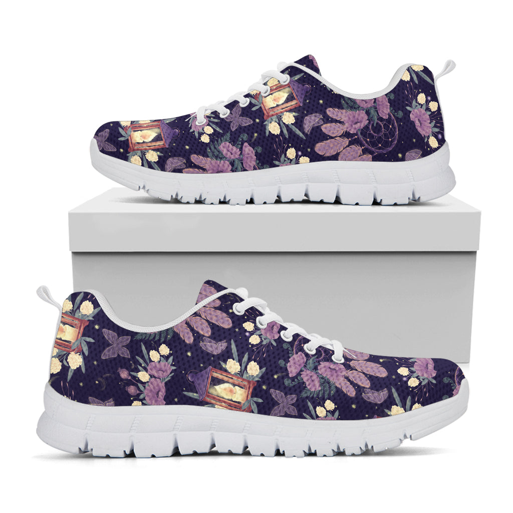 Purple Indian Dream Catcher Print White Sneakers