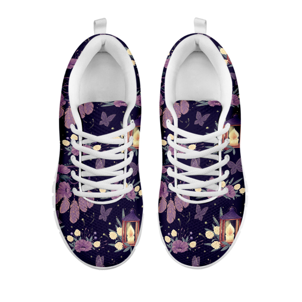 Purple Indian Dream Catcher Print White Sneakers