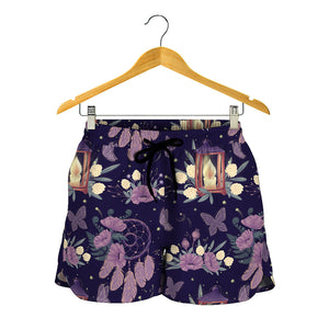 Purple Indian Dream Catcher Print Women's Shorts