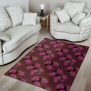 Purple Japanese Amaryllis Pattern Print Area Rug