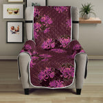 Purple Japanese Amaryllis Pattern Print Armchair Protector