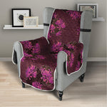 Purple Japanese Amaryllis Pattern Print Armchair Protector