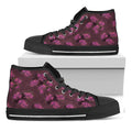 Purple Japanese Amaryllis Pattern Print Black High Top Sneakers