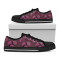 Purple Japanese Amaryllis Pattern Print Black Low Top Sneakers