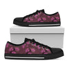 Purple Japanese Amaryllis Pattern Print Black Low Top Shoes
