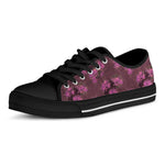 Purple Japanese Amaryllis Pattern Print Black Low Top Shoes