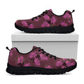 Purple Japanese Amaryllis Pattern Print Black Running Shoes