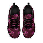 Purple Japanese Amaryllis Pattern Print Black Sneakers