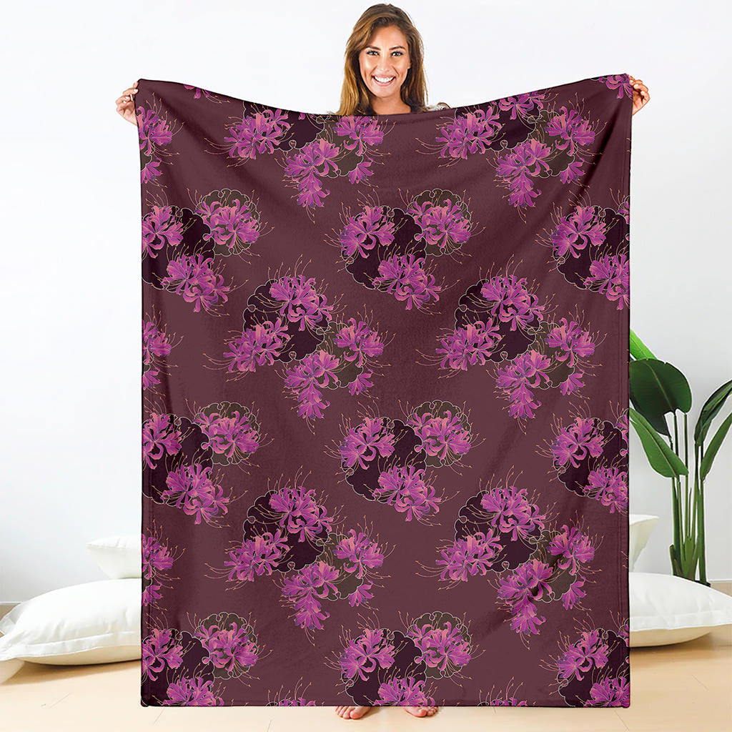 Purple Japanese Amaryllis Pattern Print Blanket