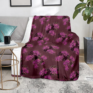 Purple Japanese Amaryllis Pattern Print Blanket