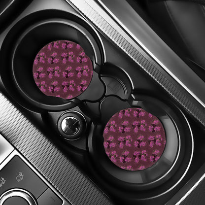Purple Japanese Amaryllis Pattern Print Car Coasters