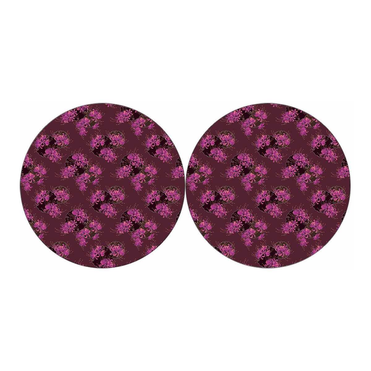 Purple Japanese Amaryllis Pattern Print Car Coasters