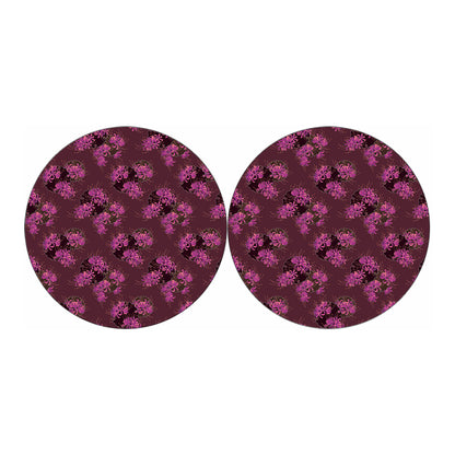 Purple Japanese Amaryllis Pattern Print Car Coasters