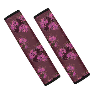 Purple Japanese Amaryllis Pattern Print Car Seat Belt Covers