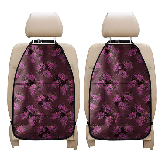 Purple Japanese Amaryllis Pattern Print Car Seat Organizers
