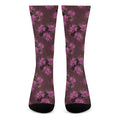 Purple Japanese Amaryllis Pattern Print Crew Socks
