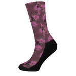 Purple Japanese Amaryllis Pattern Print Crew Socks