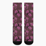 Purple Japanese Amaryllis Pattern Print Crew Socks
