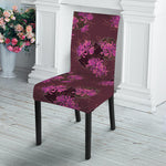 Purple Japanese Amaryllis Pattern Print Dining Chair Slipcover