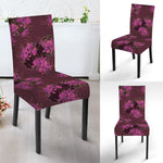 Purple Japanese Amaryllis Pattern Print Dining Chair Slipcover