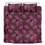 Purple Japanese Amaryllis Pattern Print Duvet Cover Bedding Set