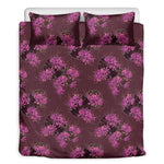 Purple Japanese Amaryllis Pattern Print Duvet Cover Bedding Set