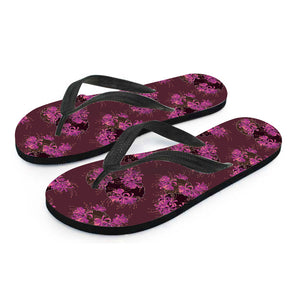 Purple Japanese Amaryllis Pattern Print Flip Flops