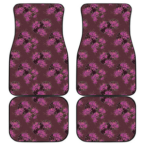 Purple Japanese Amaryllis Pattern Print Front and Back Car Floor Mats