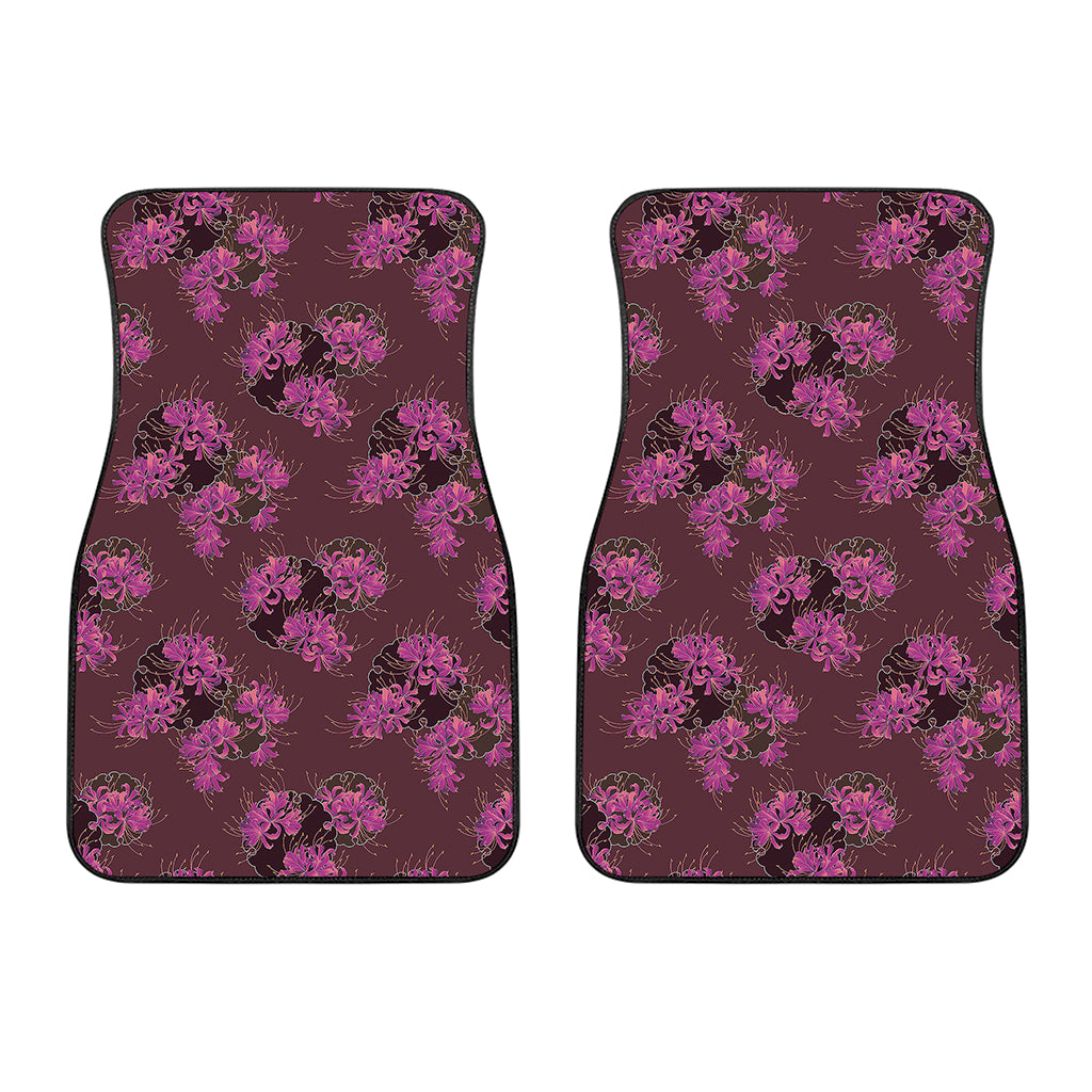 Purple Japanese Amaryllis Pattern Print Front Car Floor Mats