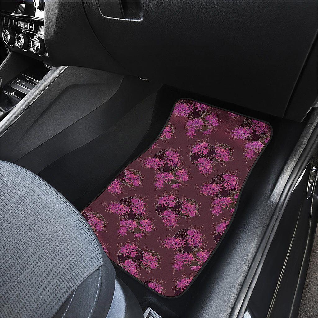 Purple Japanese Amaryllis Pattern Print Front Car Floor Mats