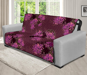 Purple Japanese Amaryllis Pattern Print Futon Protector