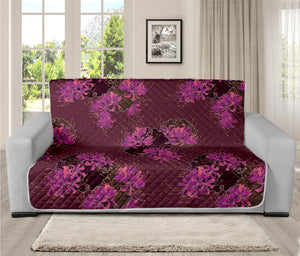 Purple Japanese Amaryllis Pattern Print Futon Protector