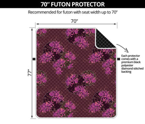 Purple Japanese Amaryllis Pattern Print Futon Protector