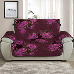 Purple Japanese Amaryllis Pattern Print Half Sofa Protector