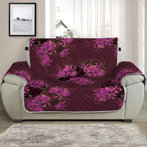 Purple Japanese Amaryllis Pattern Print Half Sofa Protector