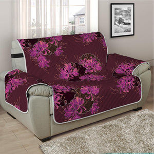 Purple Japanese Amaryllis Pattern Print Half Sofa Protector