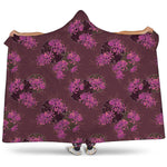 Purple Japanese Amaryllis Pattern Print Hooded Blanket