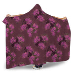 Purple Japanese Amaryllis Pattern Print Hooded Blanket