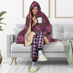 Purple Japanese Amaryllis Pattern Print Hooded Blanket
