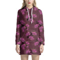 Purple Japanese Amaryllis Pattern Print Pullover Hoodie Dress