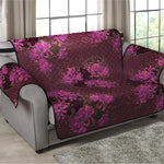 Purple Japanese Amaryllis Pattern Print Loveseat Protector