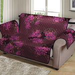 Purple Japanese Amaryllis Pattern Print Loveseat Protector