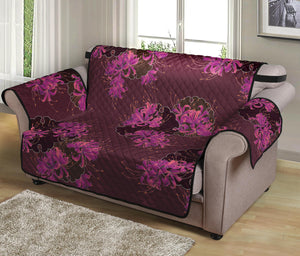 Purple Japanese Amaryllis Pattern Print Loveseat Protector