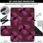 Purple Japanese Amaryllis Pattern Print Loveseat Protector