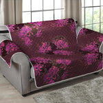 Purple Japanese Amaryllis Pattern Print Loveseat Protector