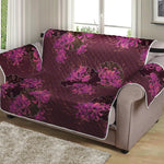 Purple Japanese Amaryllis Pattern Print Loveseat Protector