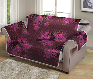 Purple Japanese Amaryllis Pattern Print Loveseat Protector